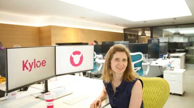 Fiona Morgan from Kyloe in Orkney sitting in front of PC