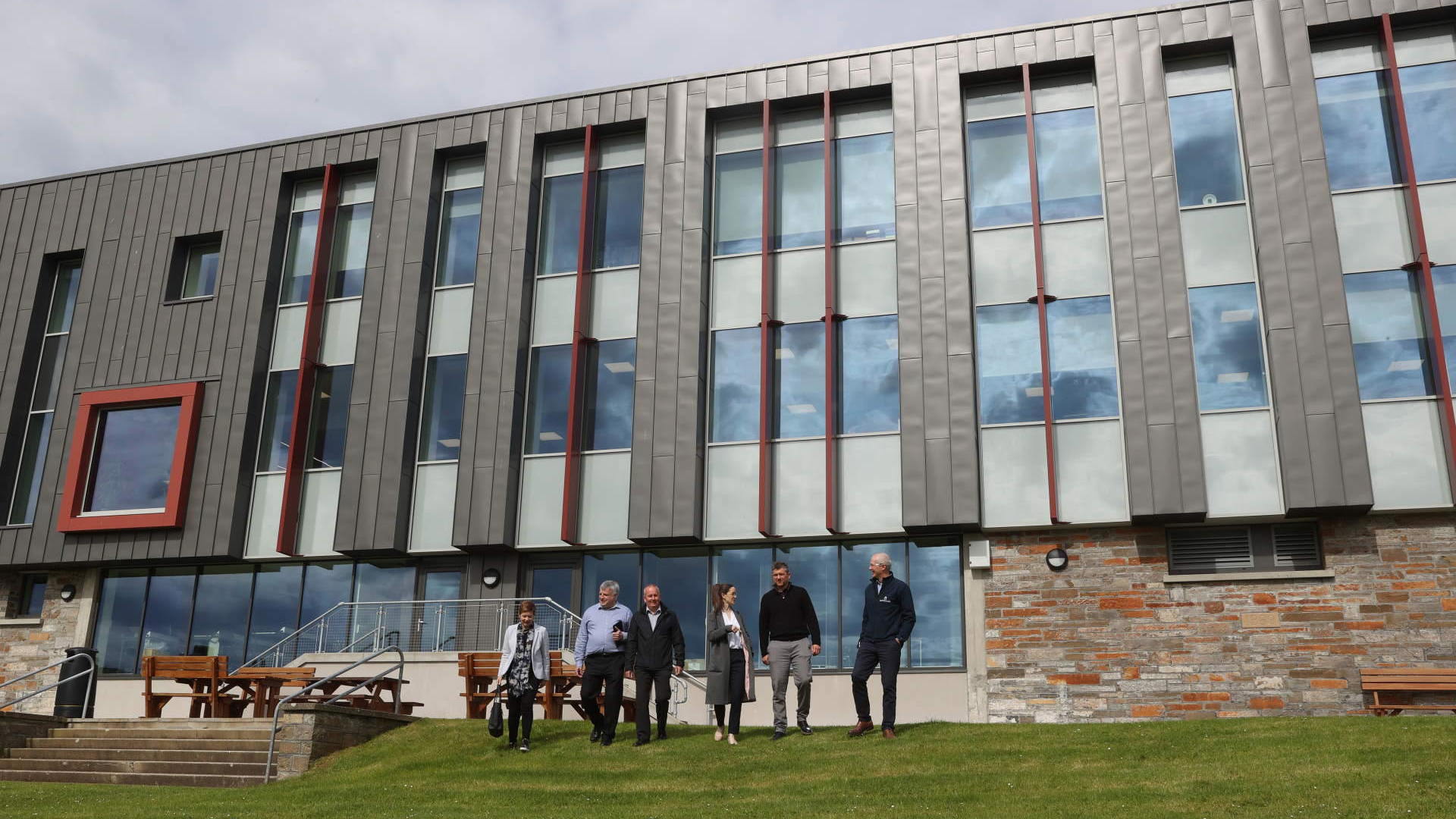 HIE staff outside the Orkney Research and Innovation Campus building