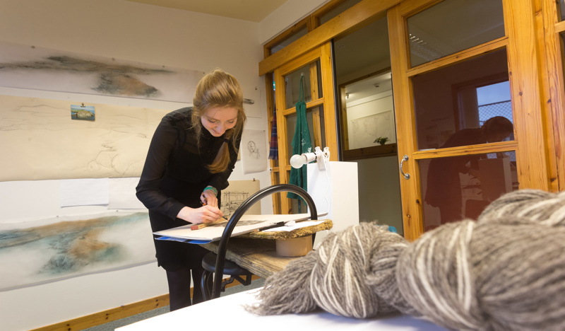 Aimee Labourne, an artist in her studio on Bressay, Shetland