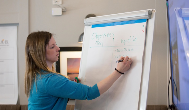 Female writing on flipchart