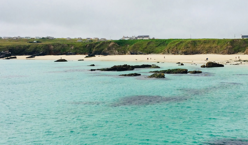 Turquoise sea and bright yellow sand on Lewis beach