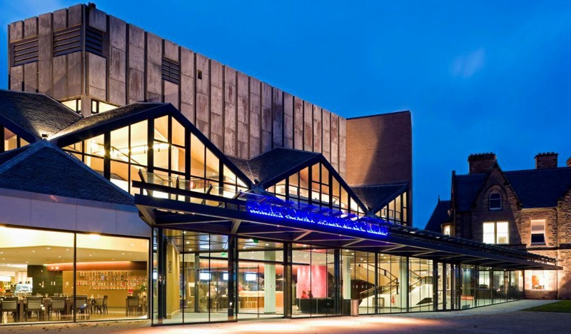night shot of Eden Court Theatre Inverness