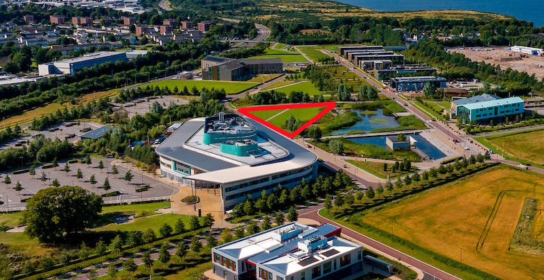 Aerial view of plot 2 at Inverness Campus